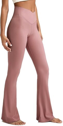 Women's Crossover Flare Leggings, High Waisted Wide Leg Flared Yoga Pants in Kuwait