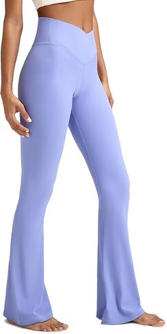 Women's Crossover Flare Leggings, High Waisted Wide Leg Flared Yoga Pants in Kuwait