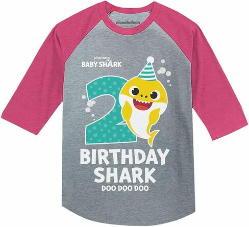 2nd Birthday Baby Shark Shirt 2 Years 3/4 Sleeve Baseball Jersey Toddler Shirt in Saudi Arabia