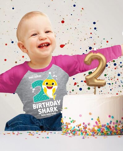 2nd Birthday Baby Shark Shirt 2 Years 3/4 Sleeve Baseball Jersey Toddler Shirt in Saudi Arabia