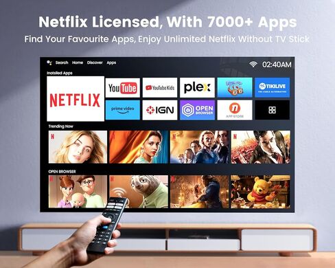 [معتمد من Netflix وصوت Dolby] جهاز عرض 4K مع Wifi6 وبلوتوث، WiMiUS 700ANSI Native 1080P 6D التركيز التلقائي وجهاز عرض ذكي للمسرح المنزلي Keystone، جهاز عرض أفلام خارجي مع تطبيقات Netflix 7000+ in Kuwait