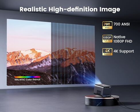 [معتمد من Netflix وصوت Dolby] جهاز عرض 4K مع Wifi6 وبلوتوث، WiMiUS 700ANSI Native 1080P 6D التركيز التلقائي وجهاز عرض ذكي للمسرح المنزلي Keystone، جهاز عرض أفلام خارجي مع تطبيقات Netflix 7000+ in Kuwait