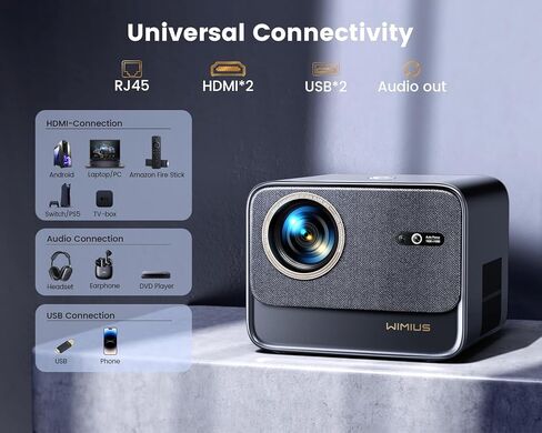 [معتمد من Netflix وصوت Dolby] جهاز عرض 4K مع Wifi6 وبلوتوث، WiMiUS 700ANSI Native 1080P 6D التركيز التلقائي وجهاز عرض ذكي للمسرح المنزلي Keystone، جهاز عرض أفلام خارجي مع تطبيقات Netflix 7000+ in Kuwait