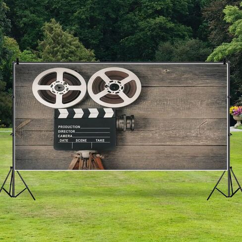 aofoto 8x6ft كاميرا الفيلم القديم على لوحة الخشب خلفية خمر فيلم الحركة صورة التصوير خلفية الفيديو بكرة مدير المشهد الرجعية فيلم ليلة موضوع ديكور الحفلات راية صور استوديو الدعائم الفينيل in Kuwait