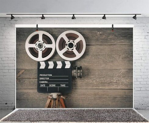 aofoto 8x6ft كاميرا الفيلم القديم على لوحة الخشب خلفية خمر فيلم الحركة صورة التصوير خلفية الفيديو بكرة مدير المشهد الرجعية فيلم ليلة موضوع ديكور الحفلات راية صور استوديو الدعائم الفينيل in Kuwait