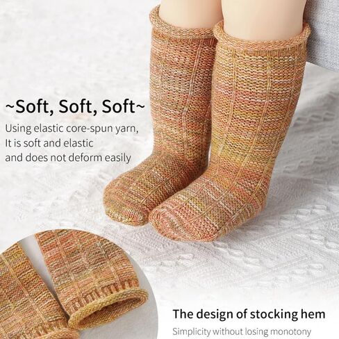 Baby Girl Crew Socks Non Slip Grip Ankle High Socks Newborn Infants Toddlers Seamless Warm Sock 4-Pairs Pack in Saudi Arabia