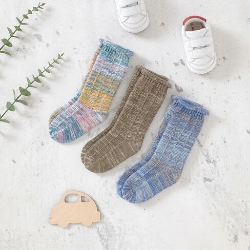Baby Girl Crew Socks Non Slip Grip Ankle High Socks Newborn Infants Toddlers Seamless Warm Sock 4-Pairs Pack in Saudi Arabia