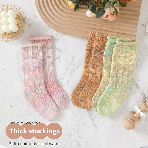 Baby Girl Crew Socks Non Slip Grip Ankle High Socks Newborn Infants Toddlers Seamless Warm Sock 4-Pairs Pack in Saudi Arabia