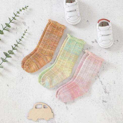 Baby Girl Crew Socks Non Slip Grip Ankle High Socks Newborn Infants Toddlers Seamless Warm Sock 4-Pairs Pack in Saudi Arabia