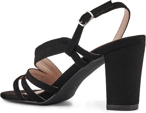 LALA IKAI Women's Strappy Slingback Chunky Heels Open Toe Rhinestones Sandals Fashion Dress Shoes in Kuwait