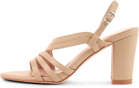 LALA IKAI Women's Strappy Slingback Chunky Heels Open Toe Rhinestones Sandals Fashion Dress Shoes in Saudi Arabia