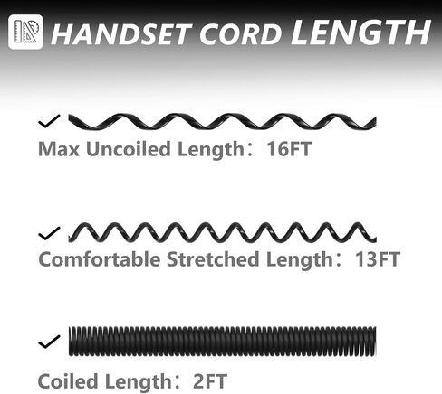 Uvital 10 Feet Short Phone Cord for Landline, 1 Pack RJ9 4P4C Telephone Cords for Landline Phones(Coiled Length: 1.2FT), Black Phone Handset Cord, Phone Wire, Phone Line Cord in Kuwait