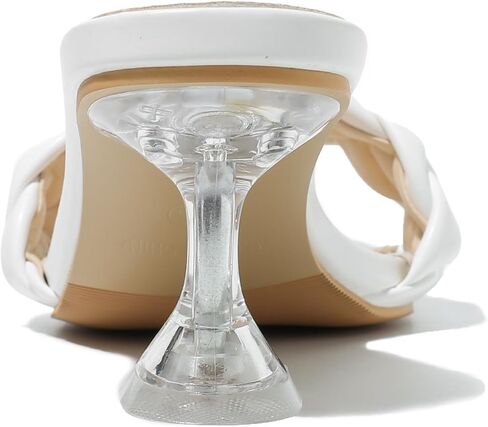 أحذية Heiyom النسائية ذات المقدمة المربعة والكعب العالي والصنادل البغال المثيرة والمضفرة سهلة الارتداء بكعب عالٍ شفاف للحفلات الراقصة in Kuwait