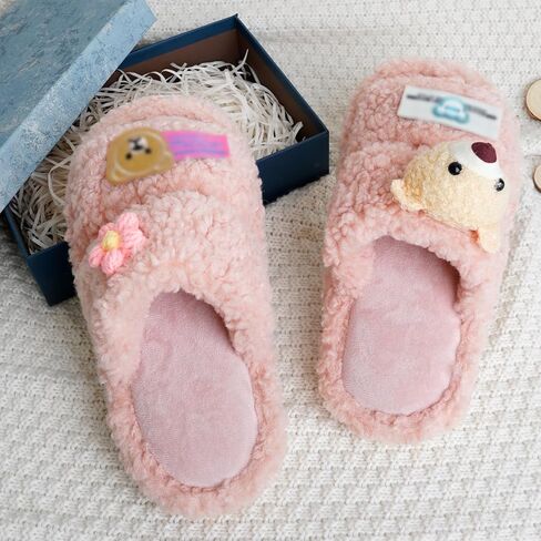 OSVINO Women Fluffy Slippers, Memory Foam Open Toe House Shoes, Non-Slip Warm Cozy Plush Slippers Indoor in Saudi Arabia