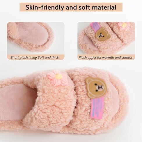 OSVINO Women Fluffy Slippers, Memory Foam Open Toe House Shoes, Non-Slip Warm Cozy Plush Slippers Indoor in Saudi Arabia