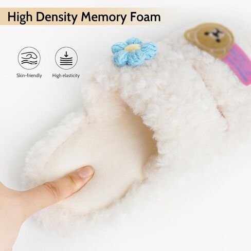OSVINO Women Fluffy Slippers, Memory Foam Open Toe House Shoes, Non-Slip Warm Cozy Plush Slippers Indoor in Saudi Arabia