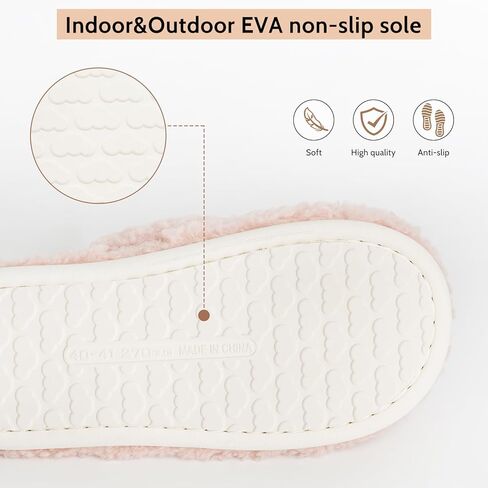 OSVINO Women Fluffy Slippers, Memory Foam Open Toe House Shoes, Non-Slip Warm Cozy Plush Slippers Indoor in Saudi Arabia