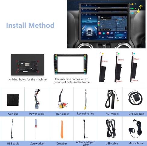 Car Radio Stereo for Jeep Wrangler JK Compass Dodge Ram Built-in Carplay Android Anto,Android 12 Head Unit 2G RAM 32GROM with DSP WiFi GPS Navigation Bluetooth SWC in Saudi Arabia