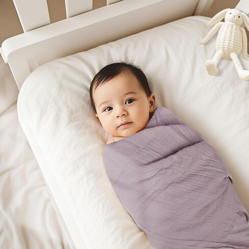 Baby Swaddle Blanket Neutral - Lightweight and Breathable Muslin Swaddles for Newborns - Receiving Blanket for Baby Boys and Girls (purlepink, 2pack) in Kuwait