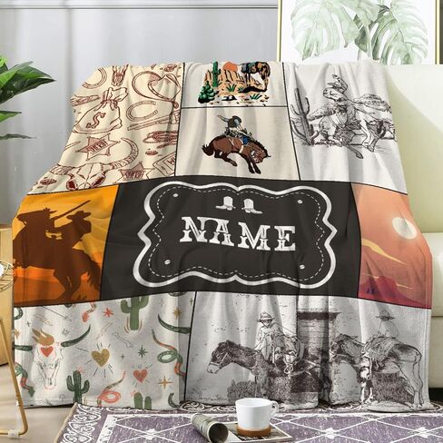 Retro Horse Baby Blanket Wild West Gifts for Boys Girls, Animal Western Decor Plush Soft Lightweight Flannel Fleece Wild West Swaddle Blanket for Newborn Horses Aztec Cow Receiving Blanket Crib in Saudi Arabia