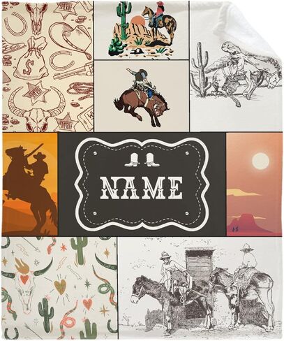 Retro Horse Baby Blanket Wild West Gifts for Boys Girls, Animal Western Decor Plush Soft Lightweight Flannel Fleece Wild West Swaddle Blanket for Newborn Horses Aztec Cow Receiving Blanket Crib in Saudi Arabia