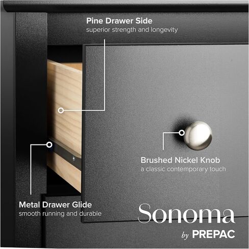 Prepac Sonoma 8 Drawer Double Dresser for Bedroom, Wide Chest of Drawers, Bedroom Furniture, Clothes Storage and Organizer, 15.75" D x 59" W x 36.25" H, White in Kuwait