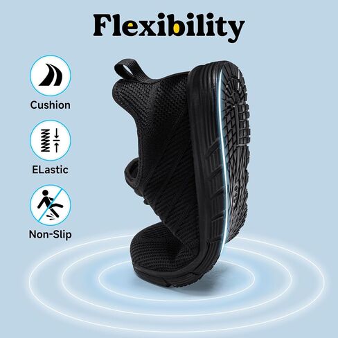 Slip Resistant Slip On Shoes for Womens Work Non Slip Sneakers Water Resistant Zapatos Antideslizantes para Mujer Food Service Chef Restaurant, Black in Saudi Arabia