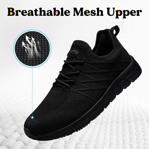 Slip Resistant Slip On Shoes for Womens Work Non Slip Sneakers Water Resistant Zapatos Antideslizantes para Mujer Food Service Chef Restaurant, Black in Saudi Arabia