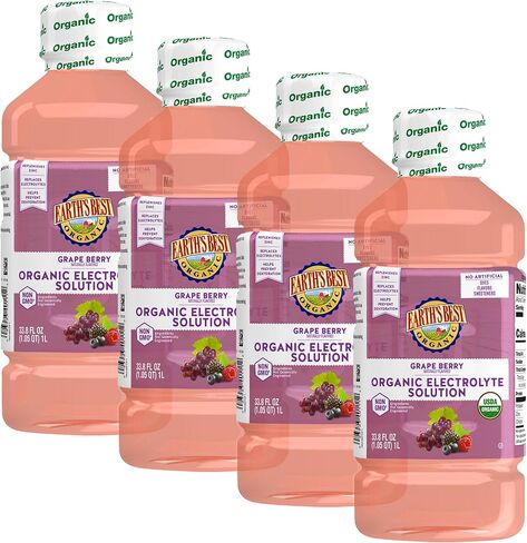 Earth's Best Organic Toddler Drink, Organic Electrolyte Solution for Children 2 Years and Older, Organic Apple Citrus Drink with Zinc, 1 Liter Bottle (Pack of 4) in Kuwait