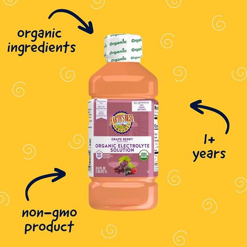 Earth's Best Organic Toddler Drink, Organic Electrolyte Solution for Children 2 Years and Older, Organic Apple Citrus Drink with Zinc, 1 Liter Bottle (Pack of 4) in Kuwait