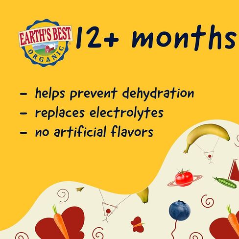 Earth's Best Organic Toddler Drink, Organic Electrolyte Solution for Children 2 Years and Older, Organic Apple Citrus Drink with Zinc, 1 Liter Bottle (Pack of 4) in Kuwait