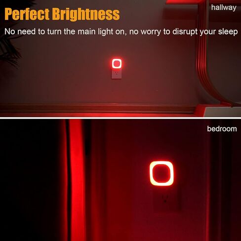 4 Pack Plug in Dimmable Red Night Light, Auto Dusk to Dawn Sensor, LED Night Light, Soft Glow, Diffused Light, Square Nightlight for Bathroom, Hallway, Stairs, Kitchen, Bedroom, Garage in Saudi Arabia