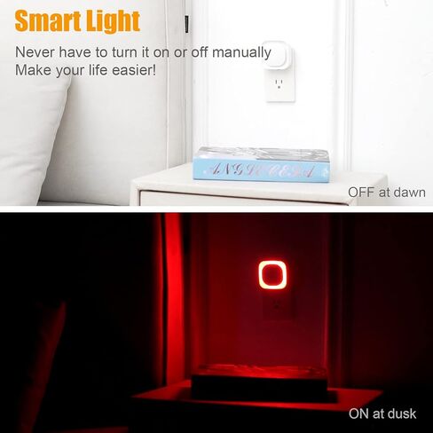 4 Pack Plug in Dimmable Red Night Light, Auto Dusk to Dawn Sensor, LED Night Light, Soft Glow, Diffused Light, Square Nightlight for Bathroom, Hallway, Stairs, Kitchen, Bedroom, Garage in Saudi Arabia