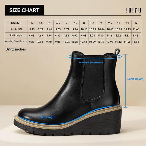 IDIFU IN3 Women's Wedge Boots Chelsea Ankle Booties Short Low Small Heel Heeled Fall Boots Lug Sole Slip On Platform Dress Boots Women Ladies Formal Wedding Dressy Comfortable Fashion Elastic Boots in Saudi Arabia
