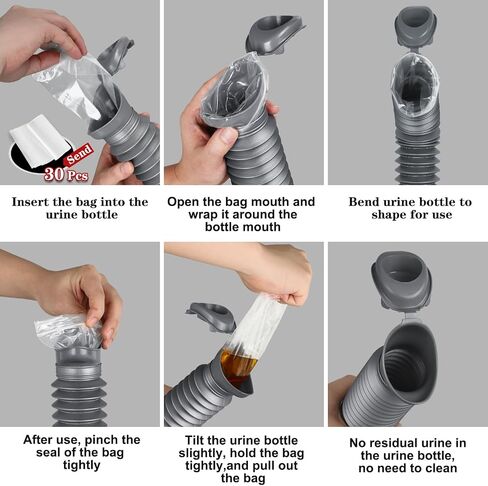 Pee Bottles For Men, Collapsible Pee Bottle With Disposable Bags, Portable Emergency Urinal For Men And Women, 750ml, Leakproof, 2-Pack Set Pee Bottle Suitable For Road Trips, Camping And Traffic Jams in Saudi Arabia