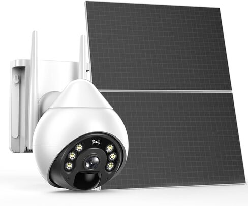 Solar Security Camera Outdoor Full 360°Coverage - Double Solar Panel Pan Tilt Zoom Wireless Security Camera with floodlights Color Night Vision, WiFi Camera 2-Way Audio IP66 Waterproof in Saudi Arabia