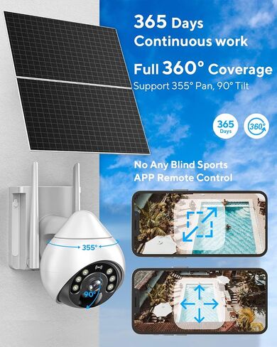 Solar Security Camera Outdoor Full 360°Coverage - Double Solar Panel Pan Tilt Zoom Wireless Security Camera with floodlights Color Night Vision, WiFi Camera 2-Way Audio IP66 Waterproof in Saudi Arabia
