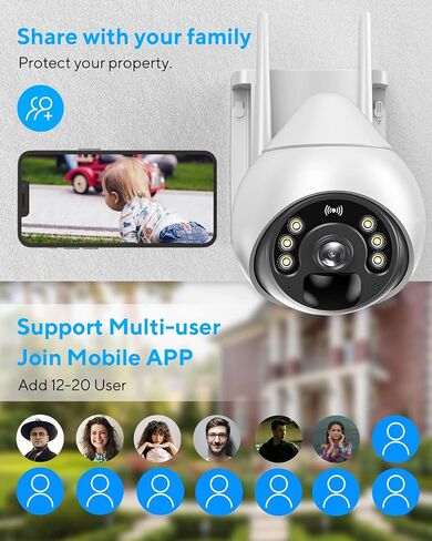 Solar Security Camera Outdoor Full 360°Coverage - Double Solar Panel Pan Tilt Zoom Wireless Security Camera with floodlights Color Night Vision, WiFi Camera 2-Way Audio IP66 Waterproof in Saudi Arabia