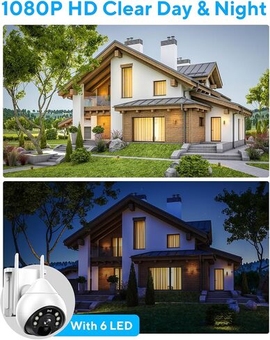 Solar Security Camera Outdoor Full 360°Coverage - Double Solar Panel Pan Tilt Zoom Wireless Security Camera with floodlights Color Night Vision, WiFi Camera 2-Way Audio IP66 Waterproof in Saudi Arabia