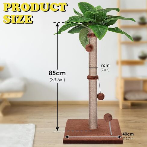 Cat Scratch Post for Indoor Cats Adults,33.5" H Sisal Scratching Post for Kitten & Large Cat, Cat Scratch Post with Spring Ball,Green in Saudi Arabia