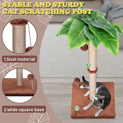 Cat Scratch Post for Indoor Cats Adults,33.5" H Sisal Scratching Post for Kitten & Large Cat, Cat Scratch Post with Spring Ball,Green in Saudi Arabia