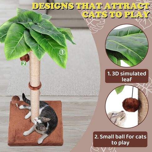 Cat Scratch Post for Indoor Cats Adults,33.5" H Sisal Scratching Post for Kitten & Large Cat, Cat Scratch Post with Spring Ball,Green in Saudi Arabia