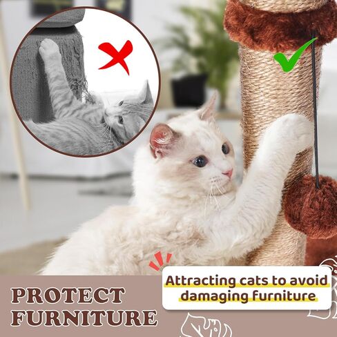 Cat Scratch Post for Indoor Cats Adults,33.5" H Sisal Scratching Post for Kitten & Large Cat, Cat Scratch Post with Spring Ball,Green in Saudi Arabia