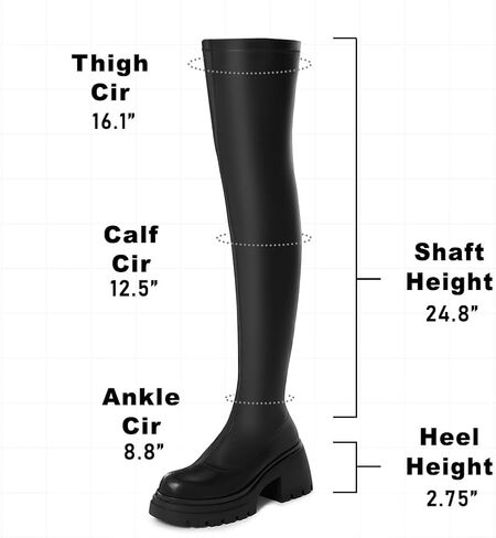 VIMISAOI Womens Chunky Block Platform Boots Fashion Pull On Round Toe Goth Knee High Boots Over the Knee Boots in Saudi Arabia