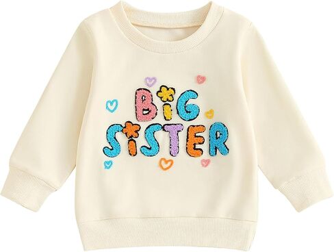 Ayalinggo Toddler Baby Clothes Big Sister Shirts For Girls Long Sleeve Crewneck Big Sis Sweatshirt Sibling Matching Outfit in Kuwait