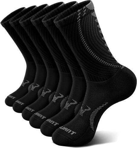 BULLIANT Men Socks, Athletic Compression Crew Socks Cushioned for Men Running Sports Hiking Fishing Arch Support in Kuwait