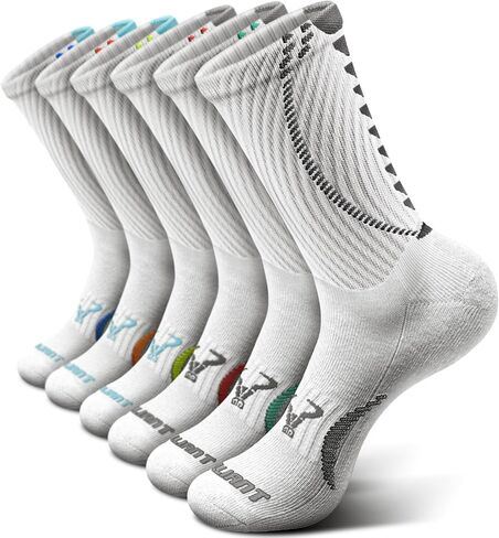 BULLIANT Men Socks, Athletic Compression Crew Socks Cushioned for Men Running Sports Hiking Fishing Arch Support in Kuwait