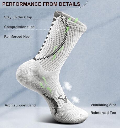 BULLIANT Men Socks, Athletic Compression Crew Socks Cushioned for Men Running Sports Hiking Fishing Arch Support in Kuwait
