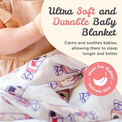 Organic Cotton and Bamboo Rayon Muslin Swaddle Blankets, Set of X (Bunny Candy) in Saudi Arabia
