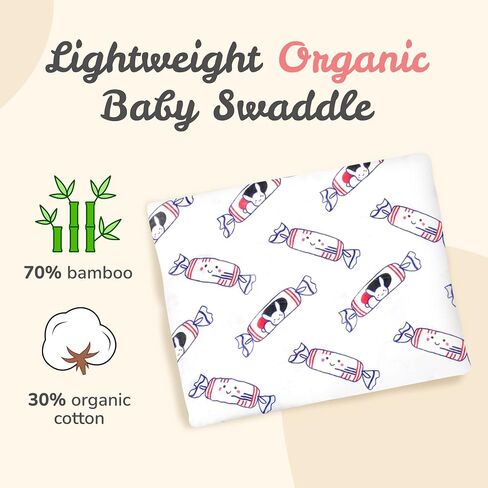 Organic Cotton and Bamboo Rayon Muslin Swaddle Blankets, Set of X (Bunny Candy) in Saudi Arabia